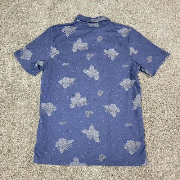 Travis Mathew Mens Large Gray AOP Floral Performance Stretch Polo Short Sleeve - Picture 3 of 6